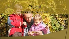  Presentation with grandfather - Cool new presentation theme with grandfather with the grandson and granddaughter in park in autumn backdrop and a gold colored foreground