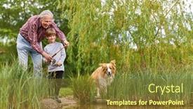  Presentation with fishing - Cool new PPT layouts with grandfathers-fishing-with-grandson backdrop and a tawny brown colored foreground