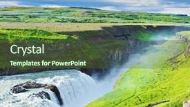  Presentation with water sun - Cool new presentation theme with grandiose gullfoss in iceland in july raging water is lit with the bright morning sun river banks grew with a green northern moss backdrop and a tawny brown colored foreground