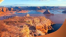  Presentation with sandstone - Slide set enhanced with grandiose-huge-lake-of-artificial background and a coral colored foreground