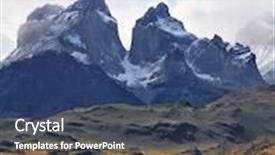  Presentation with chilean - Slides featuring grandiose landscape in the chilean andes the road between turned yellow hills goes to snow-covered black rocks patagonia background and a ocean colored foreground