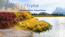  Presentation with fall lake - Cool new presentation design with grandiose-landscape-in-the-rocky backdrop and a sky blue colored foreground