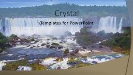  Presentation with dust - Slide deck featuring grandiose multi-level waterfalls iguazu in south america andean condors fly in the water dust concept of active and extreme tourism background and a light blue colored foreground