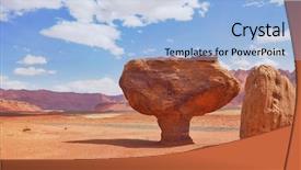  Presentation with rock stone - Cool new presentation theme with grandiose panorama - stone desert from red sandstone and the well-known rock in the form of a mushroom windy solar autumn day backdrop and a light blue colored foreground