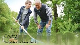  Presentation with grandfather - Audience pleasing presentation theme consisting of grandkids - grandfather with grandkid cleaning garden backdrop and a  colored foreground