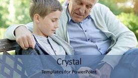  Presentation with medical procedure simulation using plasma - PPT theme featuring grandkids - portrait of ederly man background and a  colored foreground