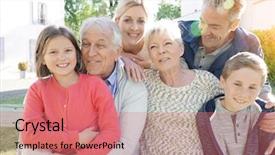  Presentation with moslem family - Audience pleasing presentation consisting of grandkids - portrait of intergenerational family sitting backdrop and a coral colored foreground