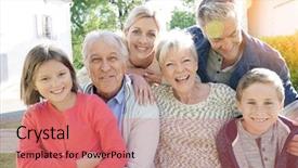  Presentation with family - Slides consisting of grandkids - portrait of intergenerational family sitting background and a coral colored foreground