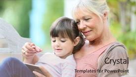  Presentation with family playing board game - Slides featuring grandkids - senior woman with grandkid playing background and a coral colored foreground