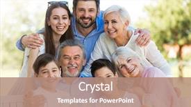  Presentation with grandma - Presentation theme featuring grandma - family sitting at table outdoors background and a coral colored foreground