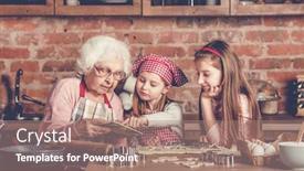  Presentation with grandma - Cool new PPT layouts with grandma-and-granddaughters-are-spreading backdrop and a coral colored foreground