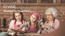  Presentation with grandma - Slide set having grandma-and-granddaughters-are-spreading background and a violet colored foreground