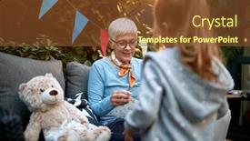  Presentation with grandma - Audience pleasing theme consisting of grandma-reading-a-story backdrop and a tawny brown colored foreground