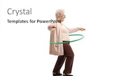  Presentation with grandma - Presentation design having grandma-spinning-hula-hoop-isolated background and a white colored foreground