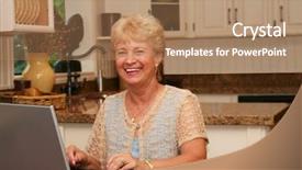  Presentation with grandma - Colorful PPT layouts enhanced with grandma using her laptop backdrop and a coral colored foreground