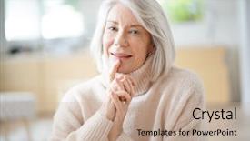  Presentation with at home senior care - Amazing presentation theme having grandmother - happy senior woman sitting backdrop and a mint green colored foreground