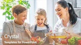  Presentation with grandma - Presentation theme having grandmother - healthy food at home happy background and a coral colored foreground