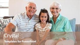  Presentation with living room - Amazing PPT theme having grandmother and grand father backdrop and a coral colored foreground