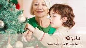  Presentation with animated christmas tree - Slide deck featuring grandmother and grandchild decorating christmas background and a lemonade colored foreground