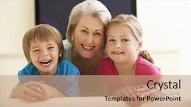  Presentation with pirate treasure map widescreen - PPT layouts with grandmother and grandchildren watching widescreen background and a coral colored foreground