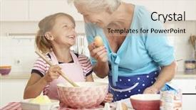  Presentation with baking - Presentation theme featuring grandmother and granddaughter baking background and a soft green colored foreground