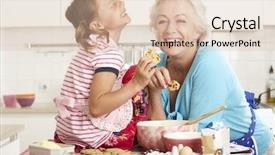  Presentation with baking - Slides consisting of grandmother and granddaughter baking background and a lemonade colored foreground