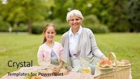  Presentation with family - Theme with grandmother and granddaughter having picnic background and a  colored foreground