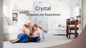  Presentation with kids reading book - Cool new slide deck with grandmother and granddaughter reading backdrop and a white colored foreground