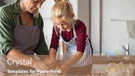  Presentation with grandma - Audience pleasing presentation theme consisting of baking - grandmother and granddaughter using cookie backdrop and a coral colored foreground