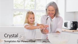  Presentation with surgical hand washing - Beautiful PPT theme featuring grandmother and granddaughter washing hands backdrop and a light gray colored foreground