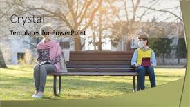  Presentation with social distancing - Audience pleasing PPT layouts consisting of grandmother-and-grandson-separated backdrop and a soft green colored foreground