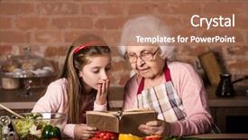 Presentation with recipe book - Audience pleasing slide set consisting of grandmother and her cute granddaughter backdrop and a coral colored foreground