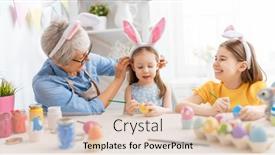  Presentation with children painting - Presentation design enhanced with grandmother-and-her-granddaughters-painting background and a lemonade colored foreground