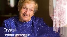  Presentation with tea cupping - Beautiful slides featuring grandmother drinking tea with cakes backdrop and a navy blue colored foreground