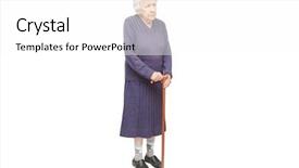  Presentation with cane - Amazing slides having grandmother holding a cane backdrop and a white colored foreground
