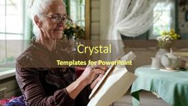  Presentation with living room - Presentation featuring grandmother-in-eyeglasses-and-smart background and a tawny brown colored foreground