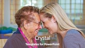  Presentation with crucial conversation - Audience pleasing theme consisting of grandmother listen to the conversation backdrop and a coral colored foreground