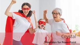  Presentation with child superhero - Cool new theme with grandmother-mother-and-child-playing backdrop and a coral colored foreground