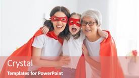  Presentation with child superhero - Presentation design with grandmother-mother-and-child-playing background and a coral colored foreground