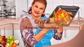  Presentation with dinner - Presentation design enhanced with grandmother preparing chicken dinner background and a  colored foreground