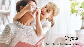  Presentation with family reading - Cool new PPT layouts with grandmother reading a book backdrop and a lemonade colored foreground