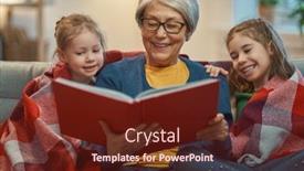  Presentation with family reading - Presentation theme having grandmother-reading-a-book background and a tawny brown colored foreground