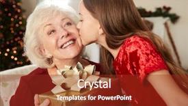  Presentation with christmas hamper gift traditional - Slides enhanced with grandmother receiving christmas gift background and a tawny brown colored foreground