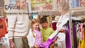  Presentation with mall - Audience pleasing slide deck consisting of grandmother showing new tanktop for granddaughter in the mall backdrop and a coral colored foreground