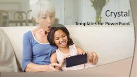  Presentation with mobile home - Amazing slide deck having grandmother taking selfie on mobile backdrop and a mint green colored foreground