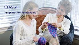  Presentation with teaching - Cool new presentation theme with elderly people arts crafts - grandmother teaching granddaughter how backdrop and a sky blue colored foreground