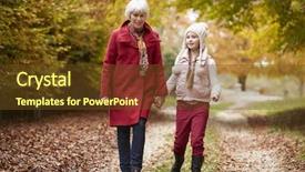  Presentation with path - Audience pleasing presentation consisting of grandmother walking along autumn path backdrop and a tawny brown colored foreground