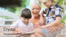  Presentation with kids video game addiction - Amazing theme having grandmother with kids playing games backdrop and a coral colored foreground