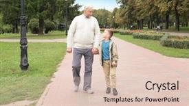  Presentation with elderly - Presentation design enhanced with grandpa - elderly man with grandson background and a lemonade colored foreground