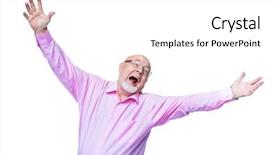  Presentation with old man - Presentation theme featuring grandpa - joyful excited old man happiness background and a white colored foreground